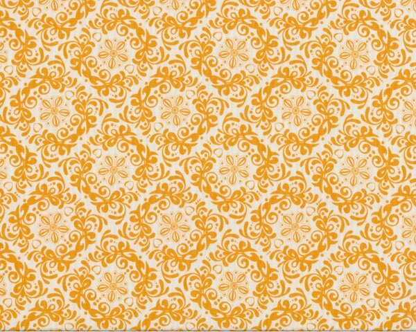Patchworkstoff MINT TO BE, Blüten-Rauten-Muster, gedecktes orange