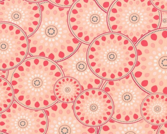Feiner Popeline-Patchworkstoff ESSENTIALS, Tropfen-Kreise, lachsrosa-lachsrot