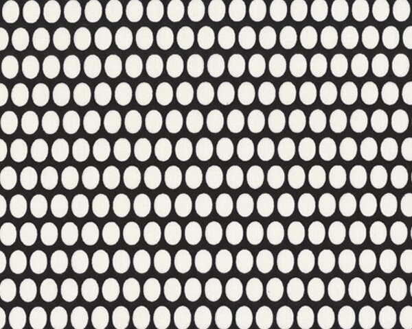 Patchworkstoff "Table Dance" mit Reihen aus eiförmigen Kreisen, schwarz