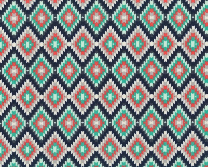 Feiner Popeline-Patchworkstoff RECOLLECTION, Ikat-Rauten, nachtblau-lachsrot