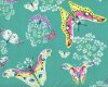 Patchworkstoff "Alchemy" mit großen Schmetterlingen auf Pusteblumen, türkisgrün-pink