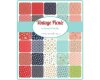 Patchworkstoff VINTAGE PICNIC, diagonale Blumen-Streifen, rot-limette, Moda Fabrics