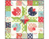 Patchworkstoff VINTAGE PICNIC, diagonale Blumen-Streifen, rot-limette, Moda Fabrics