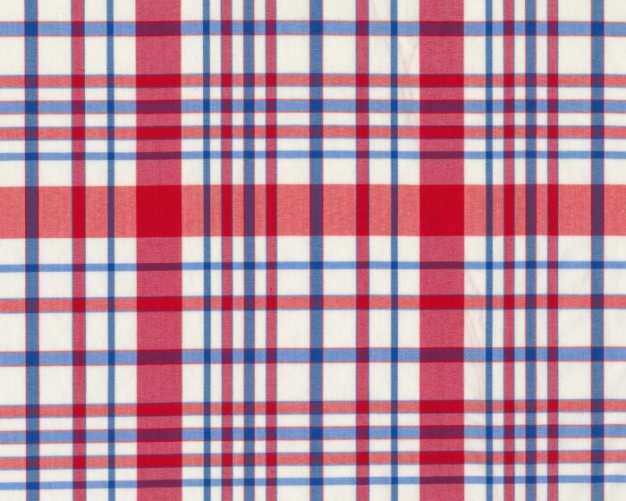 Feiner italienischer Baumwollstoff, Stretch-Popeline COLIA, großes Karo, rot-blau-weiß