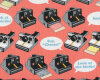 Patchworkstoff GEEKLY CHICK, Polaroid-Kameras, helles lachsrot