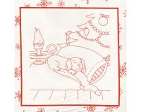 90-cm-Rapport Patchworkstoff LENA, Kinder im Winter, weiß-rot