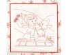 90-cm-Rapport Patchworkstoff LENA, Kinder im Winter, weiß-rot