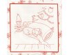 90-cm-Rapport Patchworkstoff LENA, Kinder im Winter, weiß-rot