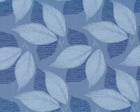 Patchworkstoff ARIA, große Blätter, taubenblau-helles taubenblau, Moda Fabrics
