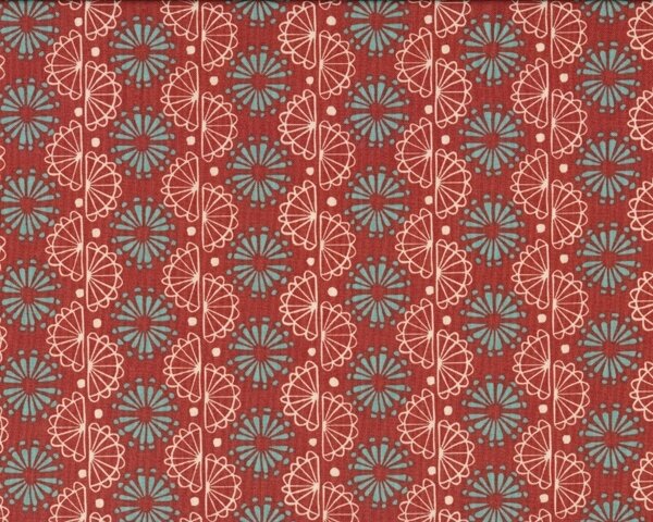 Patchworkstoff HERE TO THERE, Fächer-Ornament, terracotta