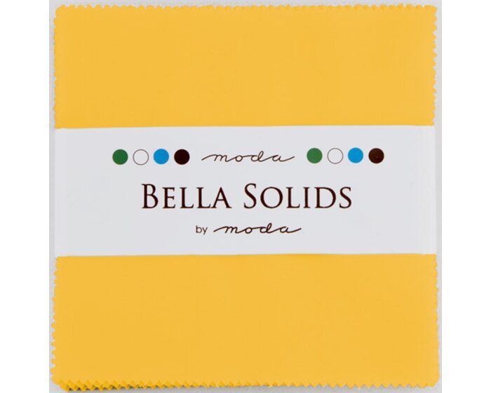 Precuts Charm Pack BELLA SOLIDS, 12,5 x 12,5 cm, 42 Quadrate, maisgelb, Moda Fabrics