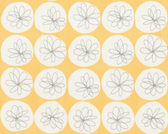 Feiner Popeline-Patchworkstoff GOSSAMER, Blüten-Kreise, pastellgelb