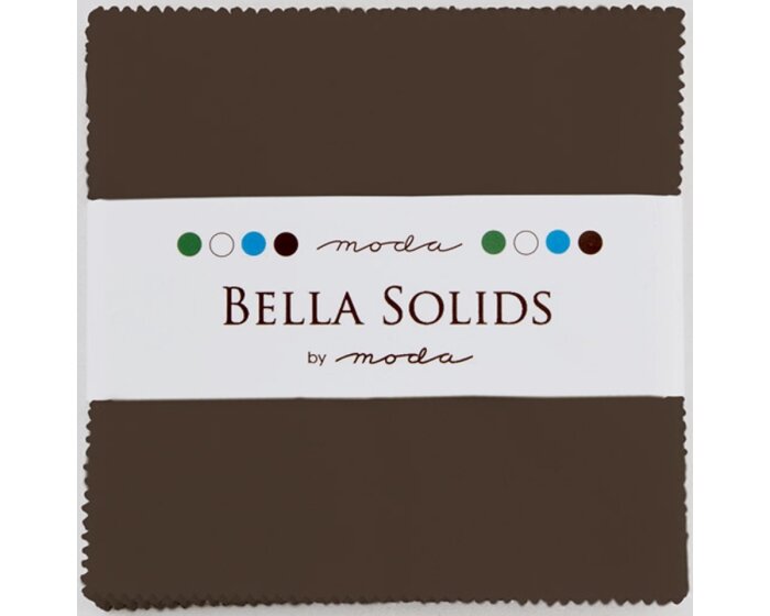 Precuts Charm Pack BELLA SOLIDS, 12,5 x 12,5 cm, 42 Quadrate, braun, Moda Fabrics
