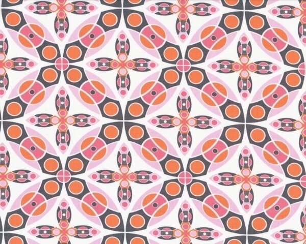 Patchworkstoff SILENT CINEMA mit Kreis-Ornamenten, aprikot-pink, Jenean Morrison