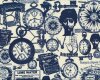 Patchworkstoff TRENDSETTER, historische Erfindungen, dunkelblau-creme