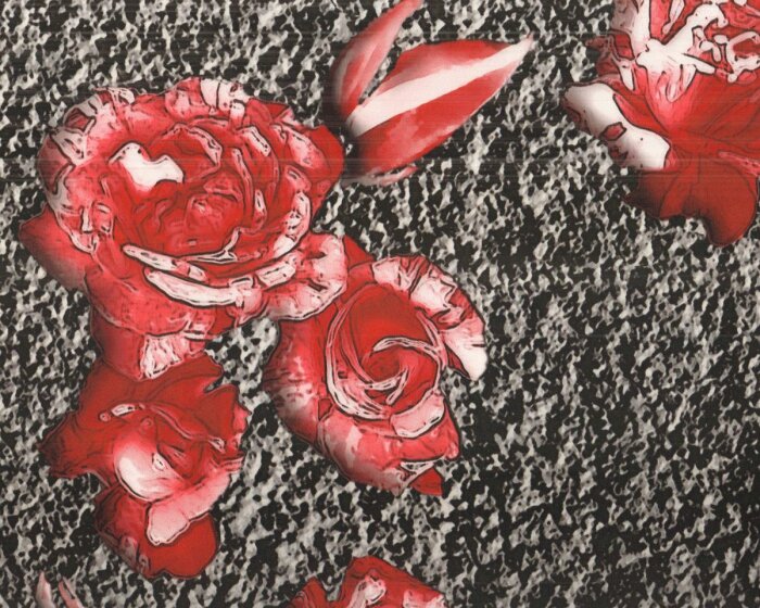 1,40-m-Rapport Italienischer Seidensatin ROSA PIETRA, Rosen, schwarz-rotbraun