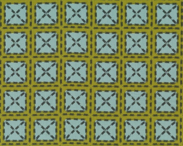 Patchworkstoff SHAMAN HOPI, Kreuz-Karos, limette-helles türkis