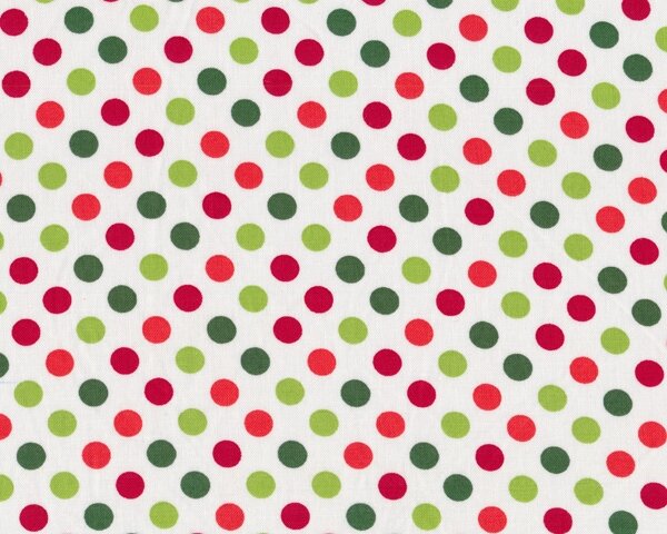Patchworkstoff SPOT ON, regelmäßige Punkte, hellgrün-rot-weiß