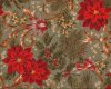 Metallic-Patchworkstoff LET IT GLOW, große Weihnachtsstern-Blüten und Ilex, grüngrau-dunkelrot-gold, Moda Fabrics