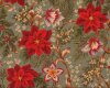 Metallic-Patchworkstoff LET IT GLOW, große Weihnachtsstern-Blüten und Ilex, grüngrau-dunkelrot-gold, Moda Fabrics