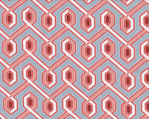 Patchworkserie "Deer Valley" mit Dreieckgitter, helles taubenblau