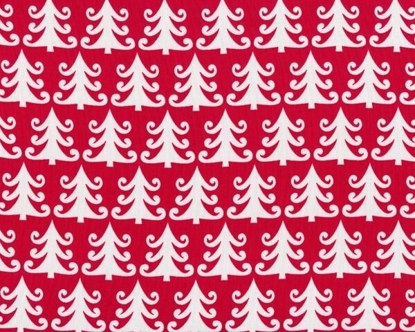 Patchworkstoff "Nordic Holiday" mit Tannenbaum-Reihen, rot-weiß