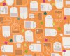 Patchworkstoff CREAM & SUGAR, Teebeutel, gedecktes orange-weiß