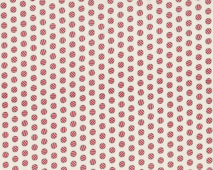 Patchworkstoff THE COOKIE EXCHANGE, Streifenpunkte, creme-dunkelrot, Moda Fabrics