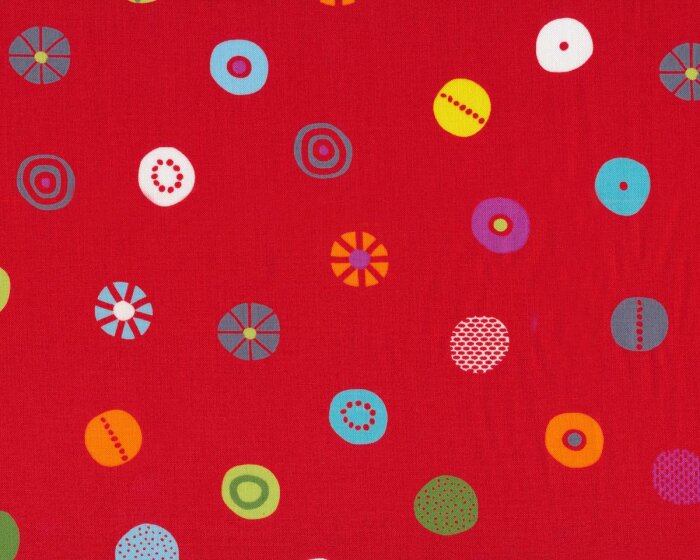 Patchworkstoff HEY DOT, Musterkreise, rot-steingrau, Moda Fabrics