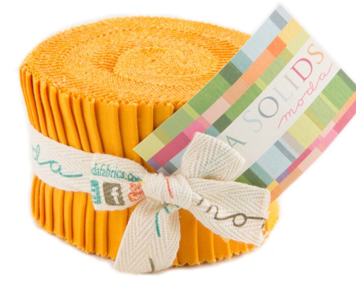 Precuts Junior Jelly Roll BELLA SOLIDS, 6 x 110 cm, 20 Streifen, gedecktes orange, Moda Fabrics