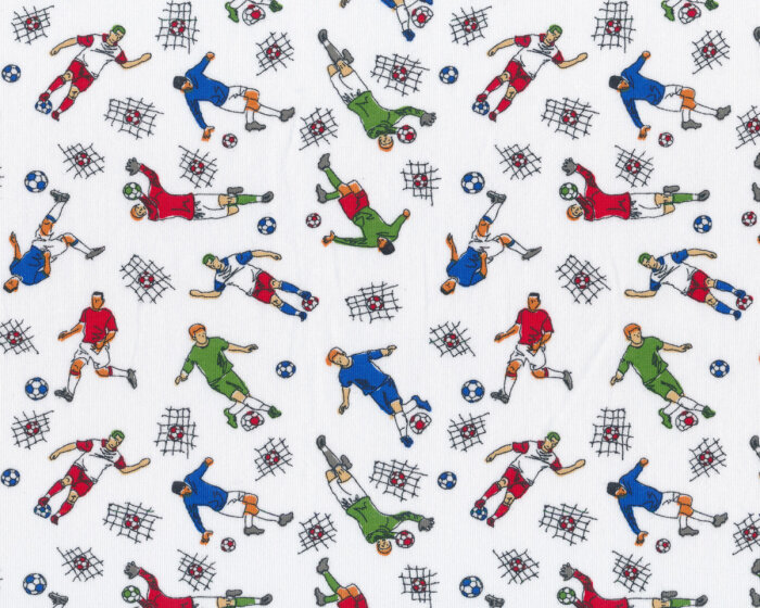 Baumwolljersey LILLY SOCCER, Fußballer, weiß-grasgrün