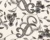 Feiner Seiden-Chiffon mit Stickerei OPHELIA, Blütenranken, gebrochenes weiß-schwarz