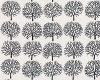Patchworkstoff FRAU RICHTER, gezeichnete Bäume, weiß-schwarz