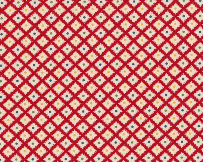 Patchworkstoff HOP, SKIP AND A JUMP, Punkte-Rautengitter, rot, Moda Fabrics