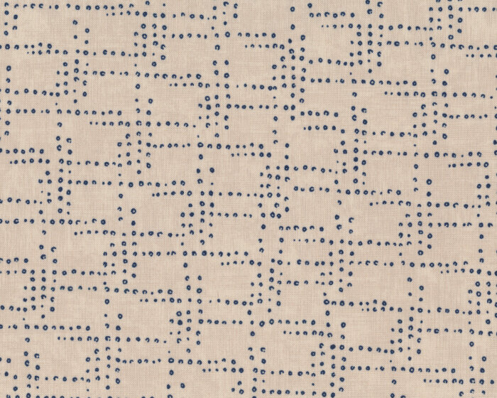 Patchworkstoff FLIGHT, Nieten-Punkte, hellbeige-nachtblau, Moda Fabrics