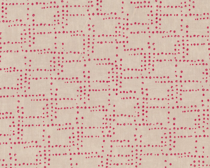 Patchworkstoff FLIGHT, Nieten-Punkte, hellbeige-rot, Moda Fabrics