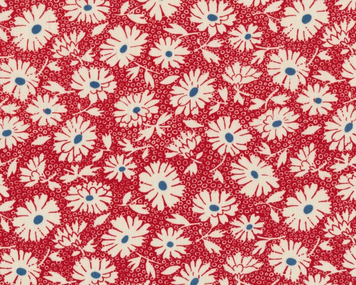 Patchworkstoff HOP SKIP AND A JUMP, Blüten, rot, Moda Fabrics