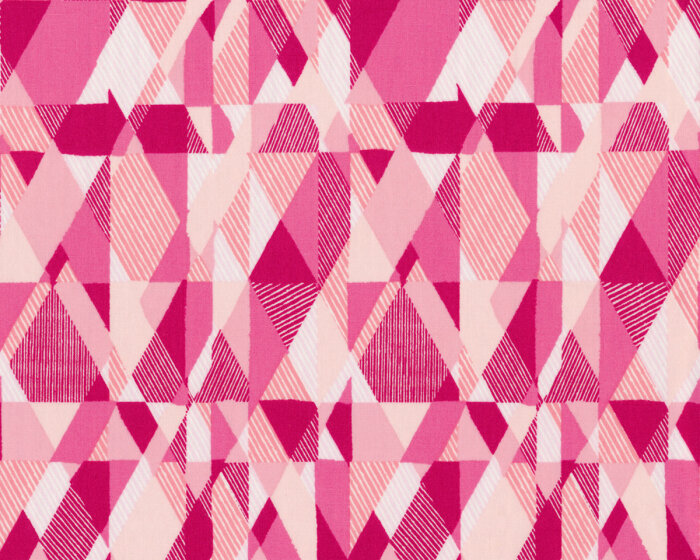 Popeline-Patchworkstoff ESSENTIALS II, Dreiecks-Mosaik, pink-fuchsia