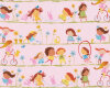 Patchworkserie "Hopscotch" mit Streifen von spielenden Kindern, rosa