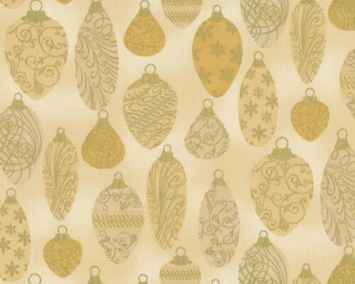 Patchworkstoff "Weihnachtsklassiker" mit Kugeln und Zapfen, cremé-gold