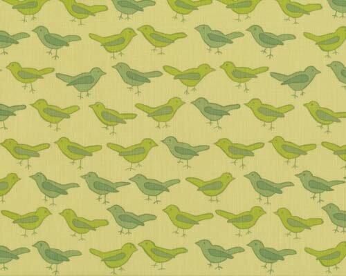 Patchworkserie "Nest" mit Vogelreihen, helles beigegrün-helles tannengrün