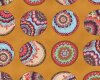 Patchworkstoff "Karavan", mit Blumen gemusterte Kugeln, goldgelb-dunkles aprikot