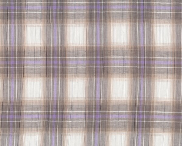 Leichtes Baumwollgewebe mit feinem Crash "Richy", Karo-Design, beigegrau-helllila