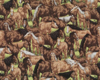 Patchworkstoff "Landleben" mit Pferden auf der...