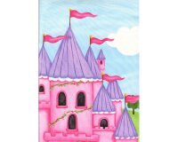 60-cm-Rapport Patchworkstoff LITTLE PRINCESS, Dornröschenschloss und Prinzessinnen, pink-grasgrün