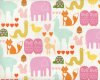 Patchworkstoff I LOVE ANIMALS, Tiere und Herzen, wollweiß-rosa