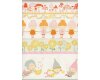Patchworkstoff "Pocket Pixie Stripe", Bordürenstreifen mit kleinen Feen, orange-gelb-rosa