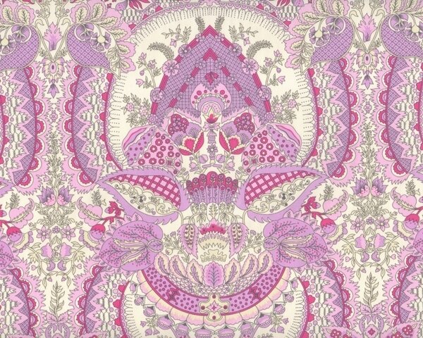 Feiner Baumwollsatin "Alchemy" mit filigranem Granatapfelmuster, pink-lavendel