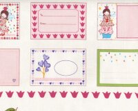 60-cm-Rapport Patchworkstoff LIZZY FAY, Elfen, Muffins und Etiketten, cremé