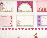 60-cm-Rapport Patchworkstoff LIZZY FAY, Elfen, Muffins und Etiketten, cremé